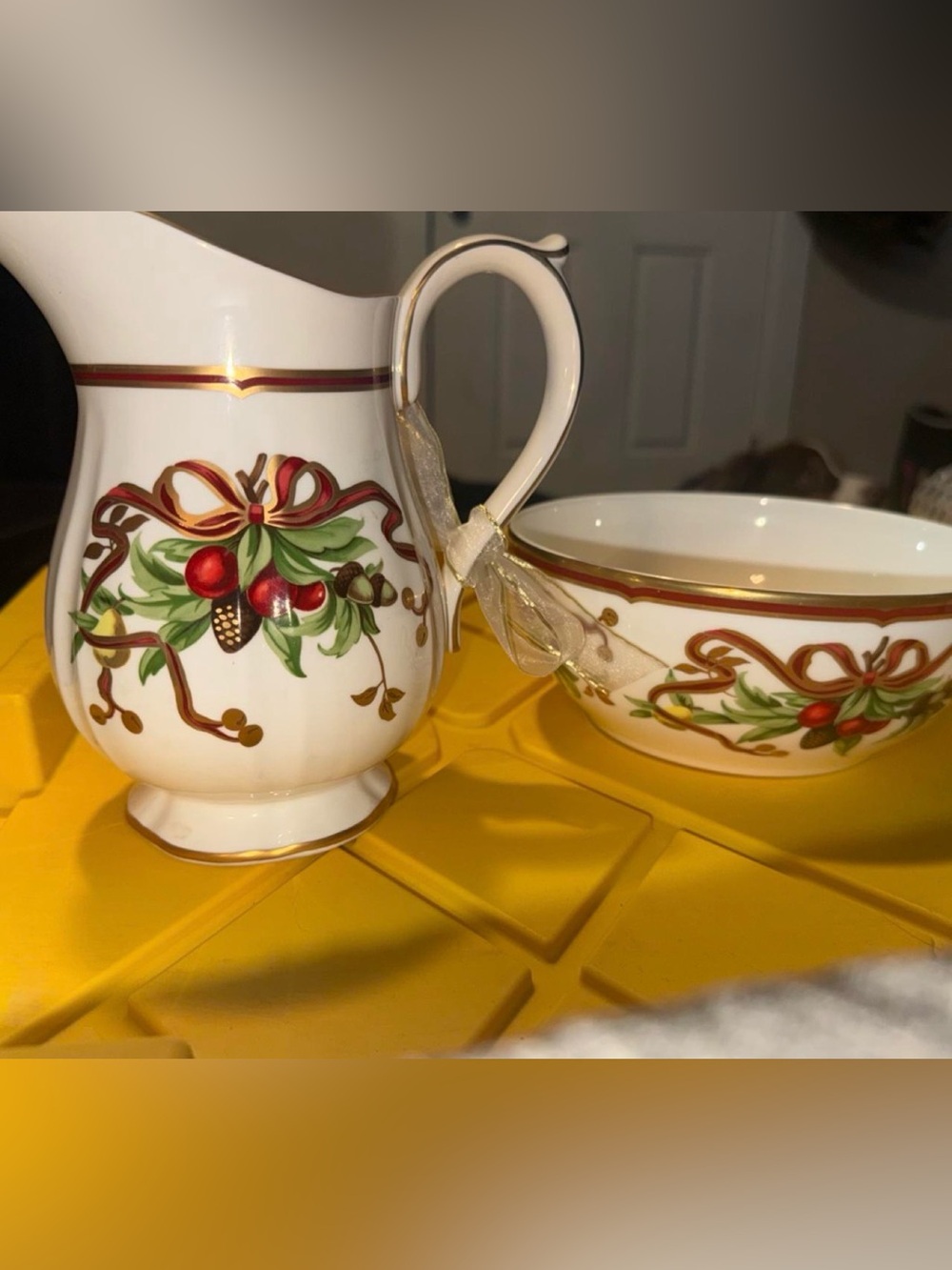 RARE Vintage 1996 Tiffany & Co. Holiday 2-Piece Hostess Set — Pitcher & Bowl